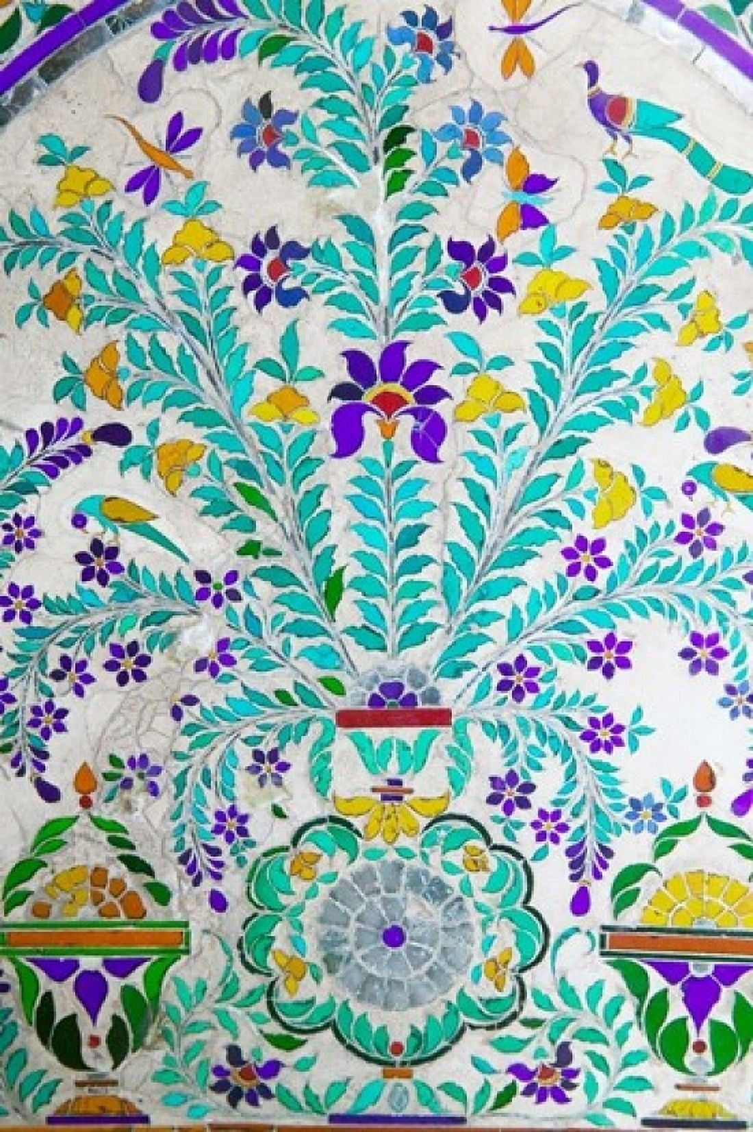 Decorated Tile Painting at City Palace Udaipur Rajasthan India Canvas Art - Keren Su DanitaDelimont (24 x 36)