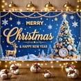 thumbnail image 1 of Decorated Tree Merry Christmas Reindeer Banner Snowflakes for Holiday Party Celebration Winter Decoration, 1 of 9