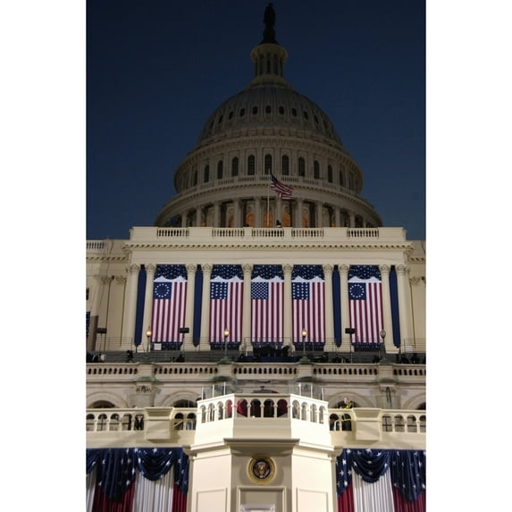 Decorated West Front On The United States Capitol Before The Inauguration Of Barack Obama. Jan 20 2009.
