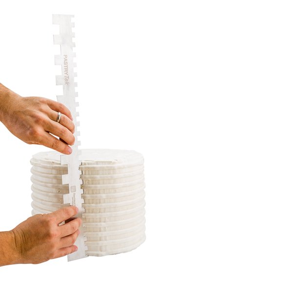 Pastry tek Decorating Comb - Silver, Stainless Steel - Square, Double-sided, 20mm & 10mm - 19 3/4" x 2" - 1 count box