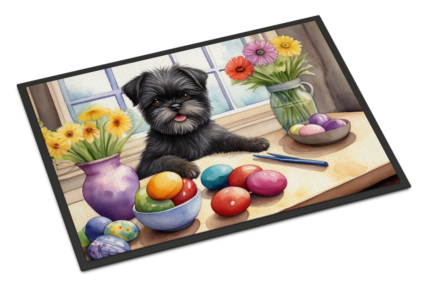 Decorating Easter Yorkshire Terrier Doormat