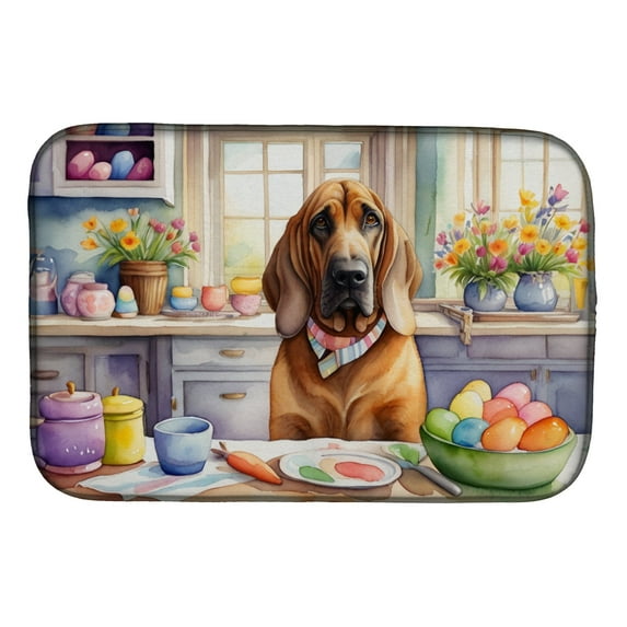 Decorating Easter Bloodhound Dish Drying Mat