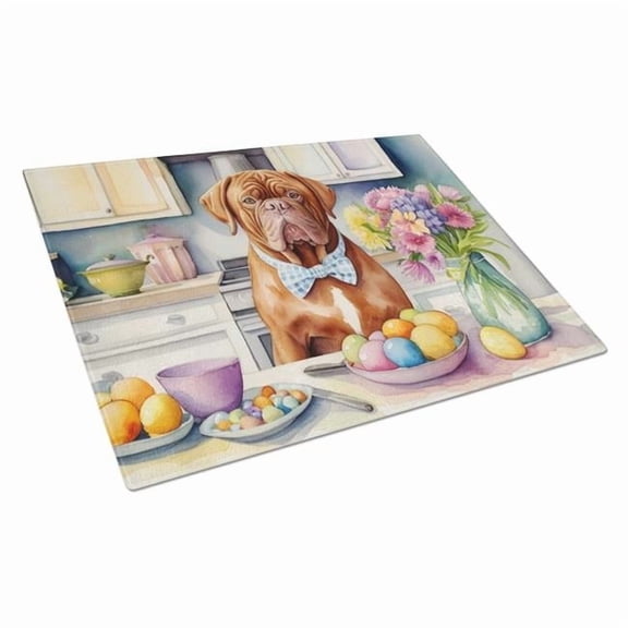 Decorating Easter Dogue de Bordeaux Glass Cutting Board 12 in x 15 in