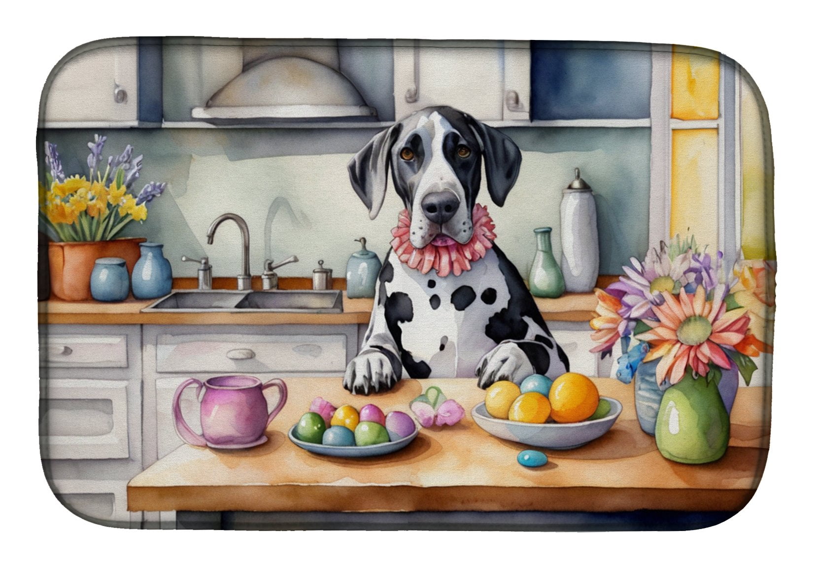 Decorating Easter Great Dane Dish Drying Mat