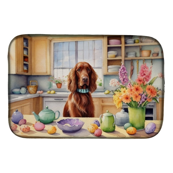 Decorating Easter Irish Setter Dish Drying Mat