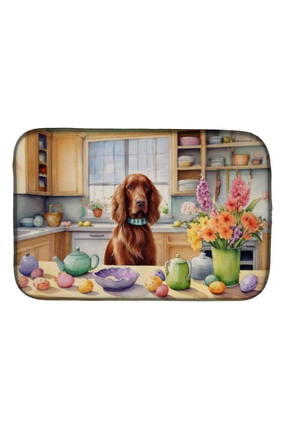 Decorating Easter Irish Setter Dish Drying Mat