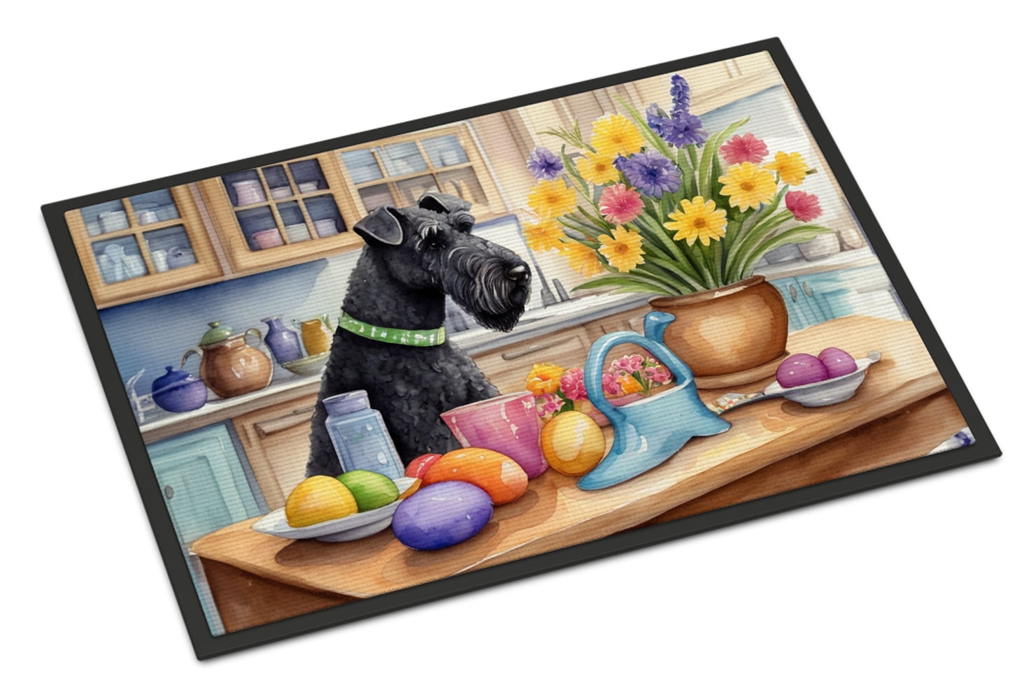 Decorating Easter Yorkshire Terrier Doormat
