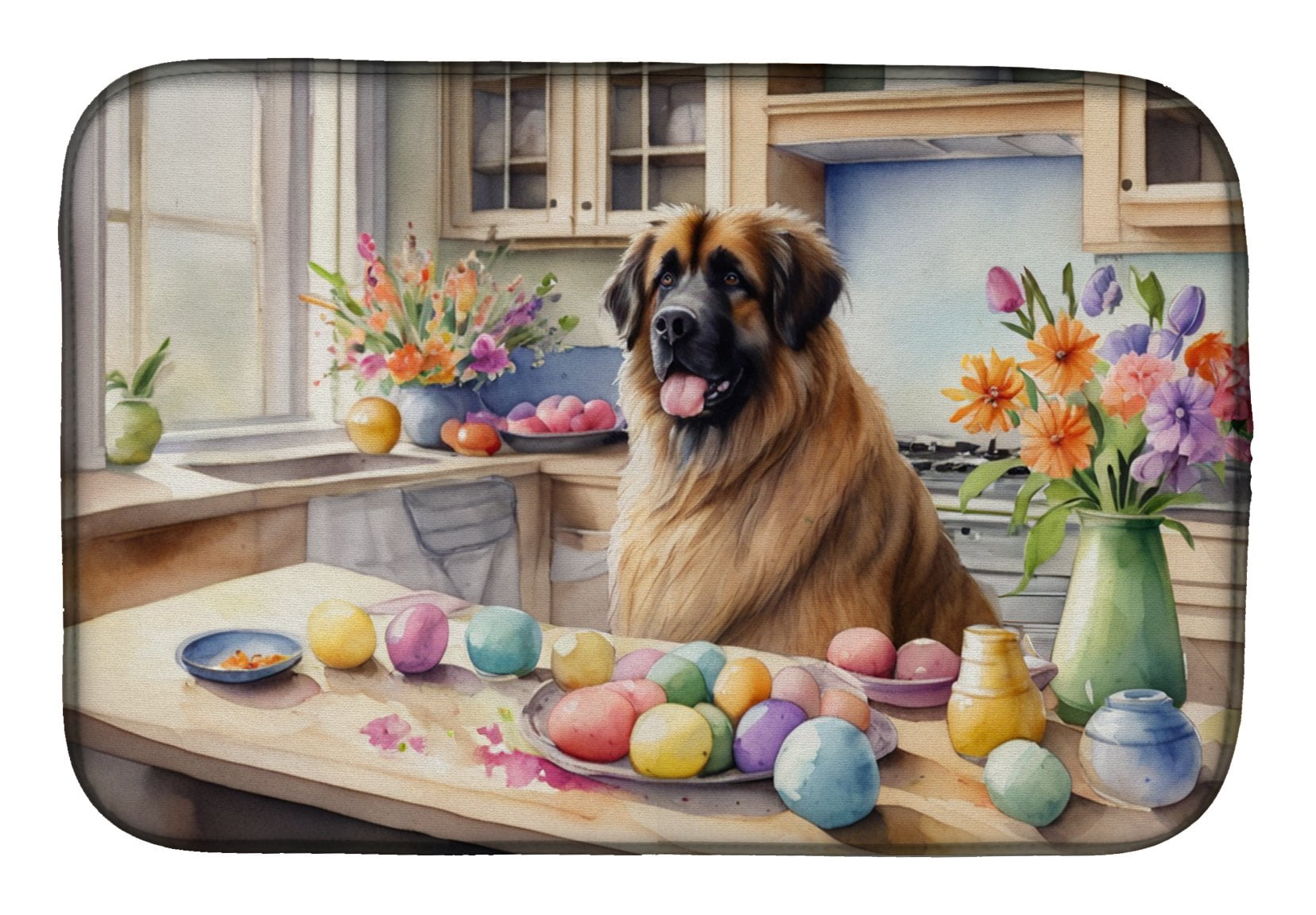 Decorating Easter Leonberger Dish Drying Mat 14 in x 21 in