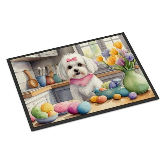 Decorating Easter Yorkshire Terrier Doormat
