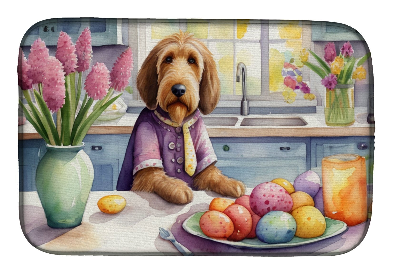 Decorating Easter Otterhound Dish Drying Mat