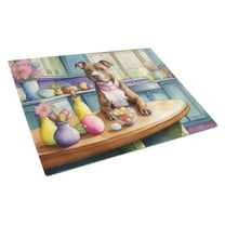 Decorating Easter Pit Bull Terrier Glass Cutting Board 12 in x 15 in