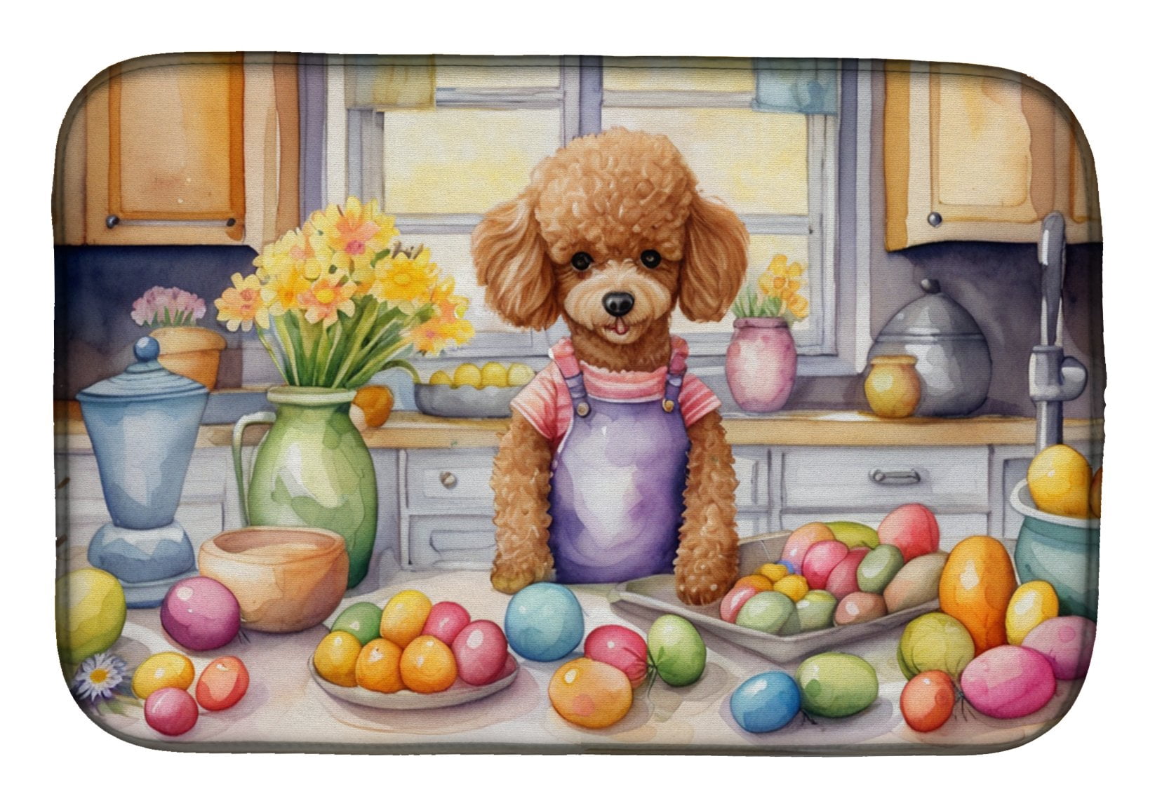 Decorating Easter Poodle Dish Drying Mat