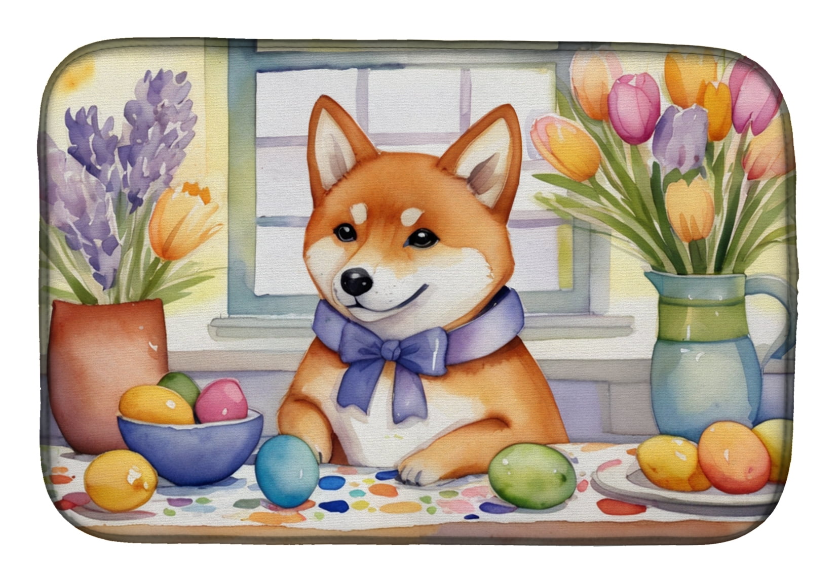 Decorating Easter Shiba Inu Dish Drying Mat