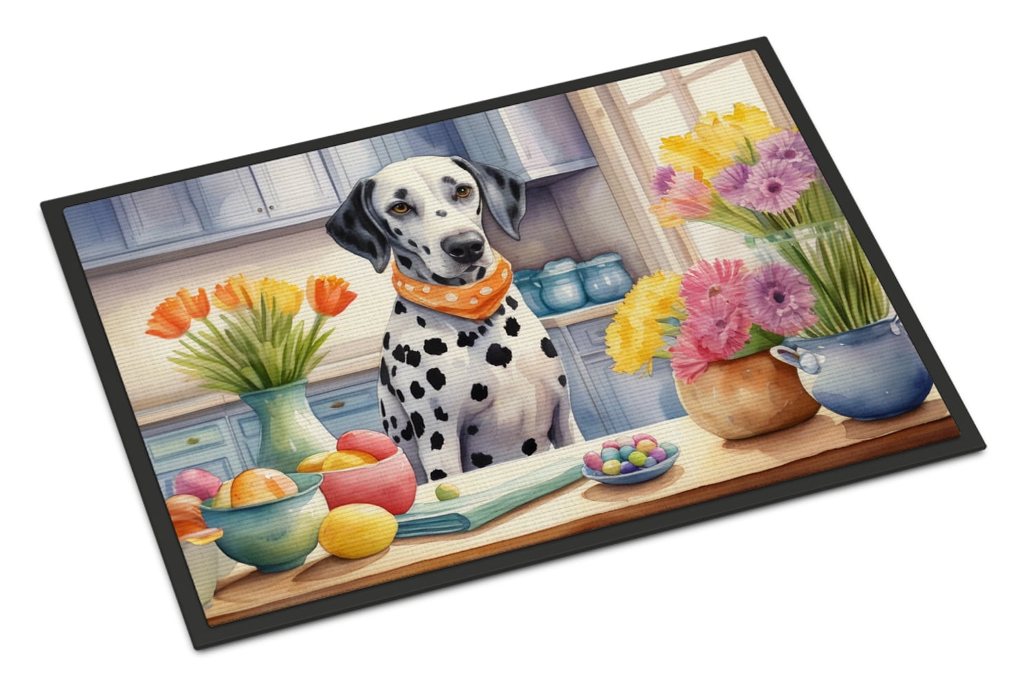 Decorating Easter Yorkshire Terrier Doormat