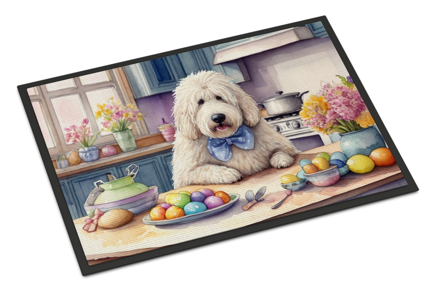 Decorating Easter Yorkshire Terrier Doormat