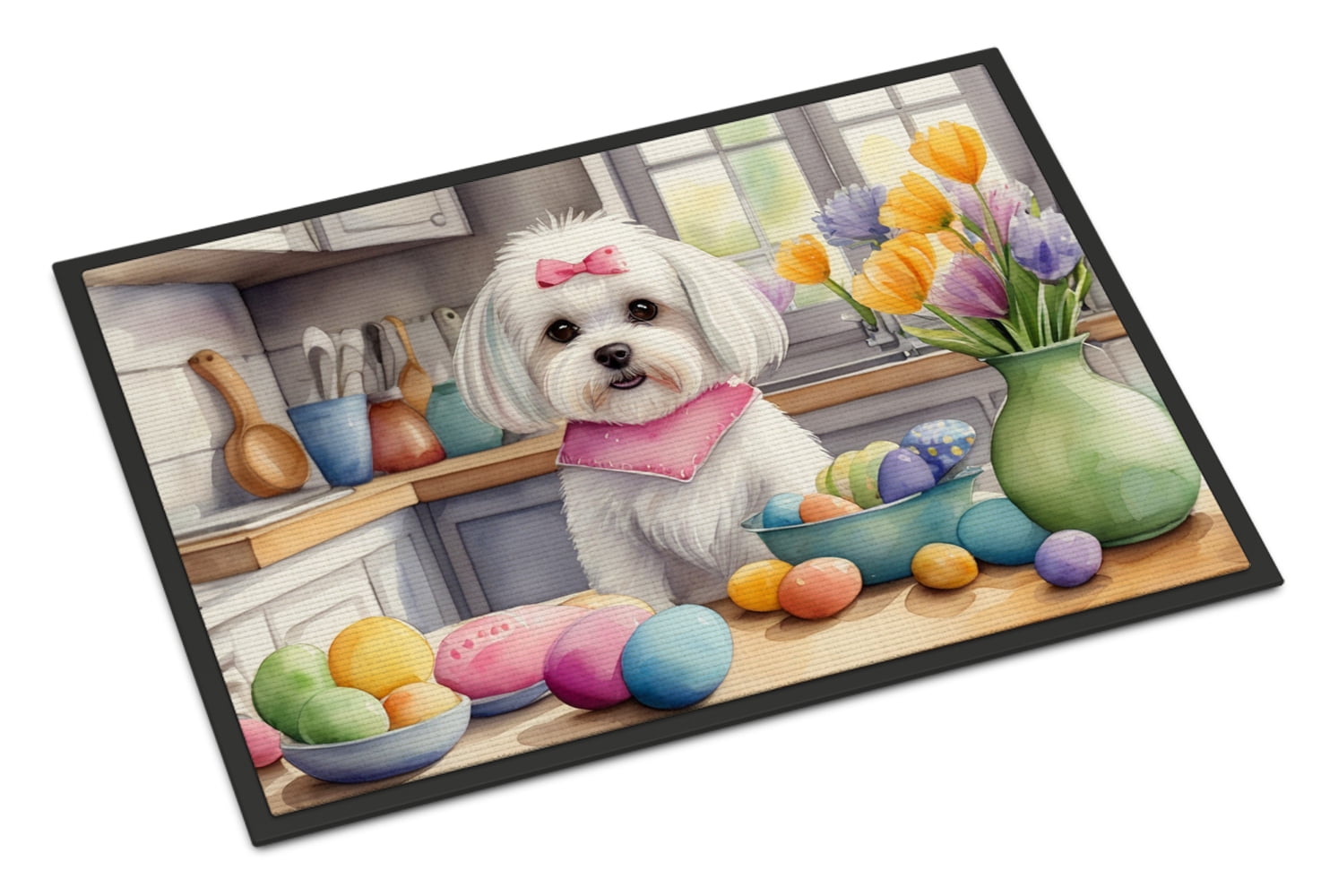 Decorating Easter Yorkshire Terrier Doormat