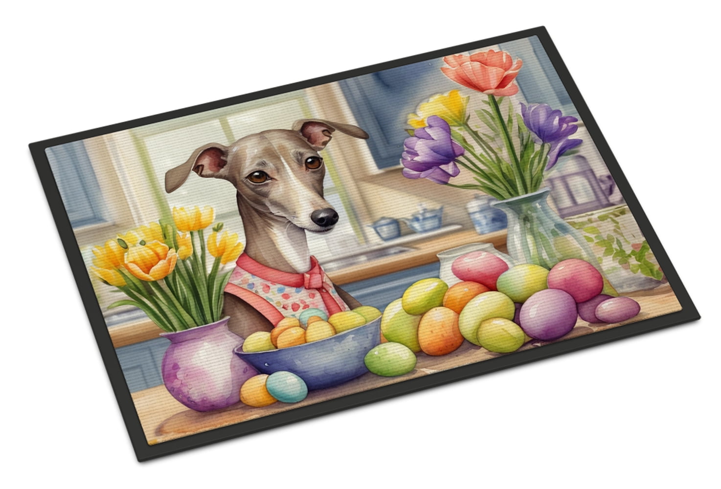 Decorating Easter Yorkshire Terrier Doormat
