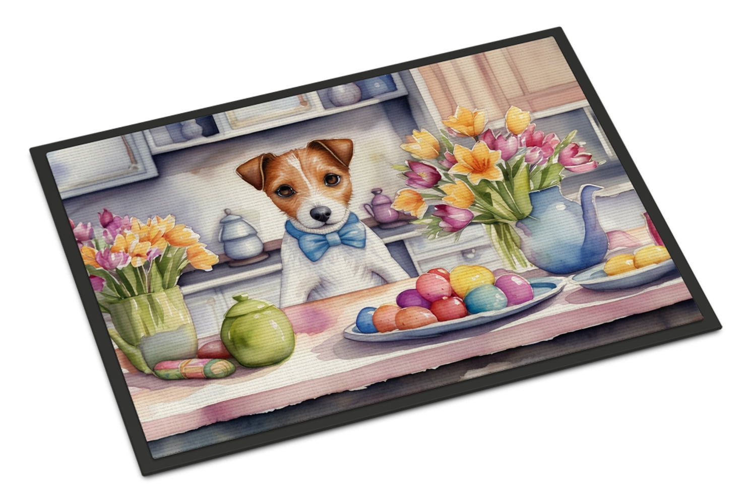 Decorating Easter Yorkshire Terrier Doormat