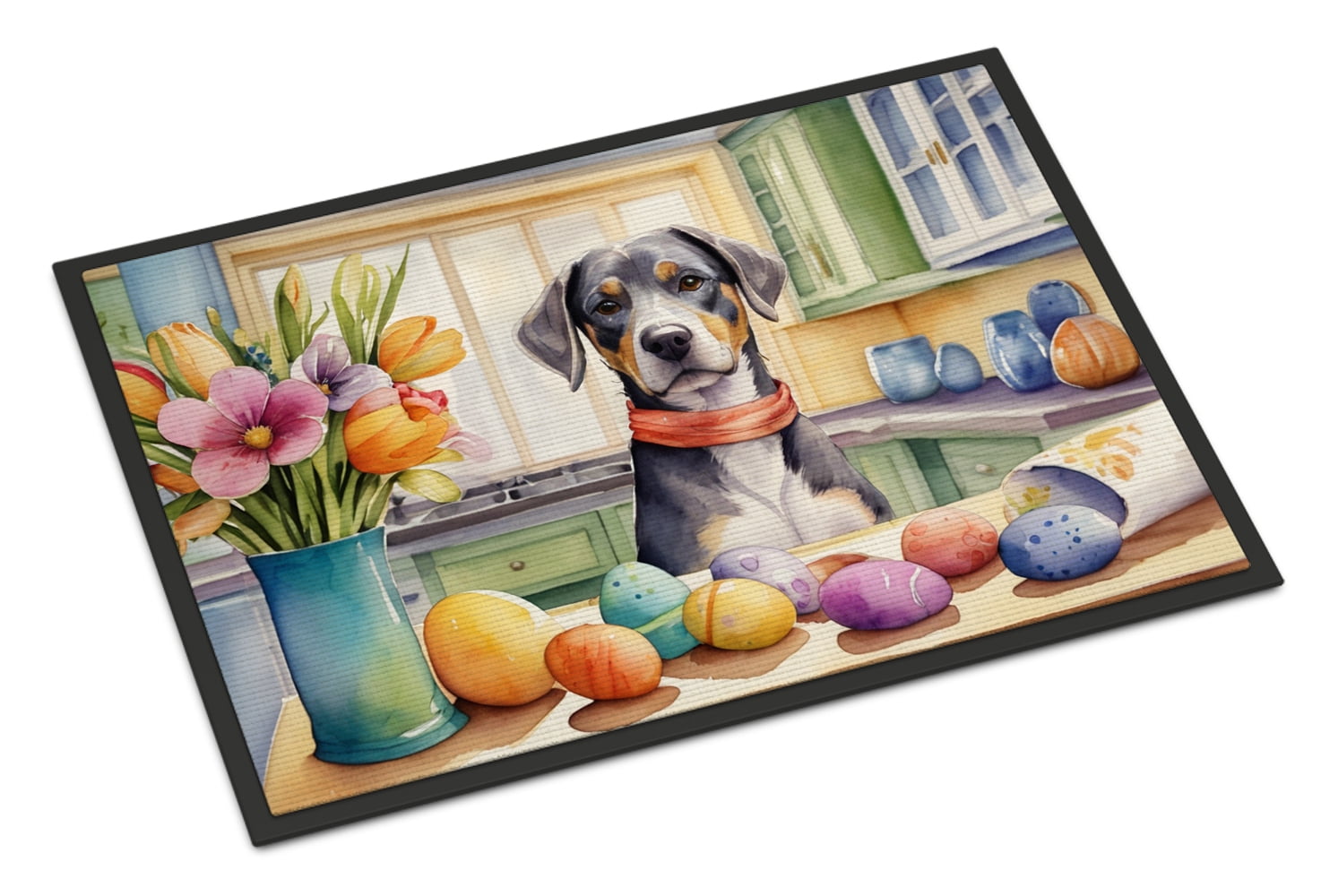 Decorating Easter Yorkshire Terrier Doormat