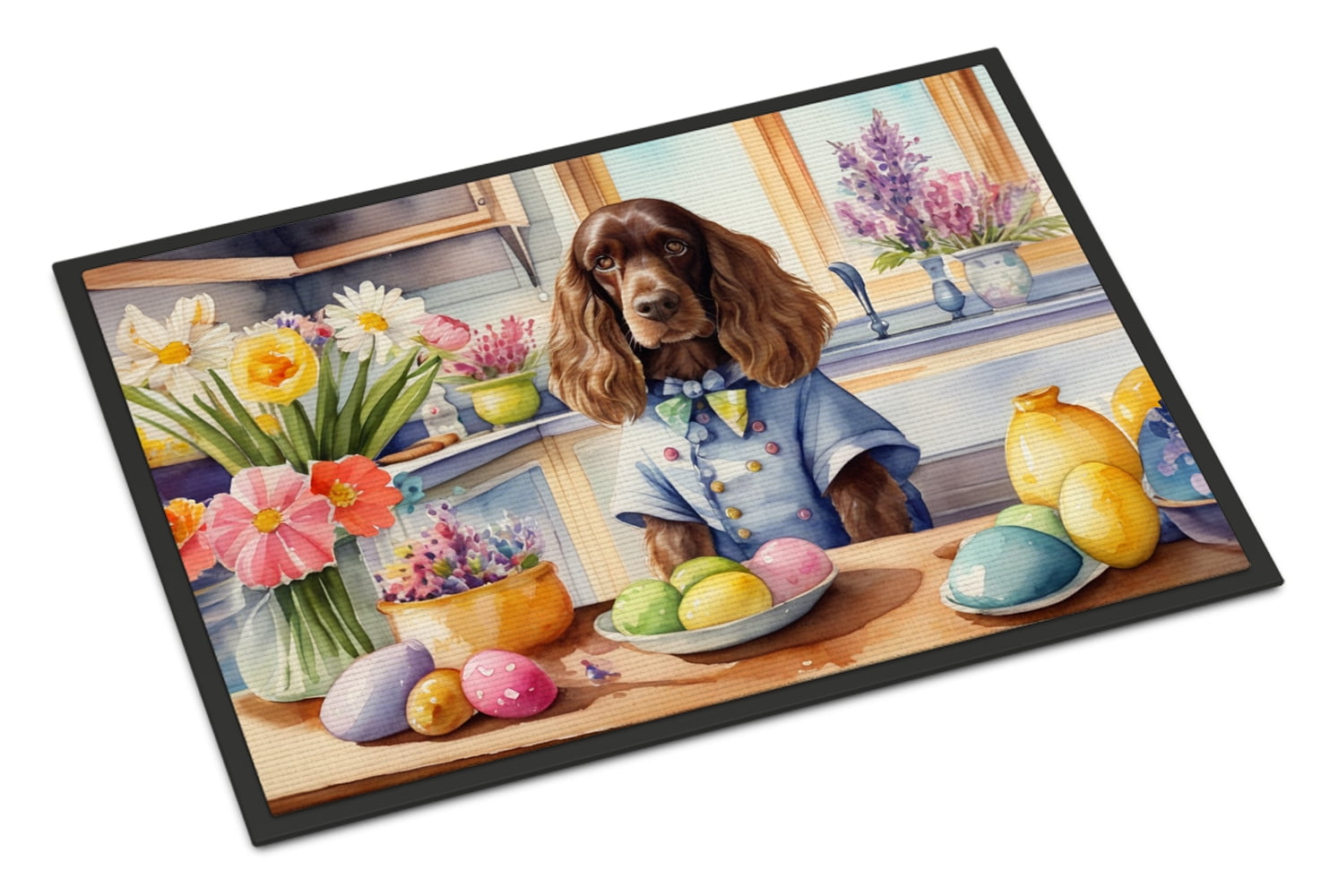 Decorating Easter Yorkshire Terrier Doormat