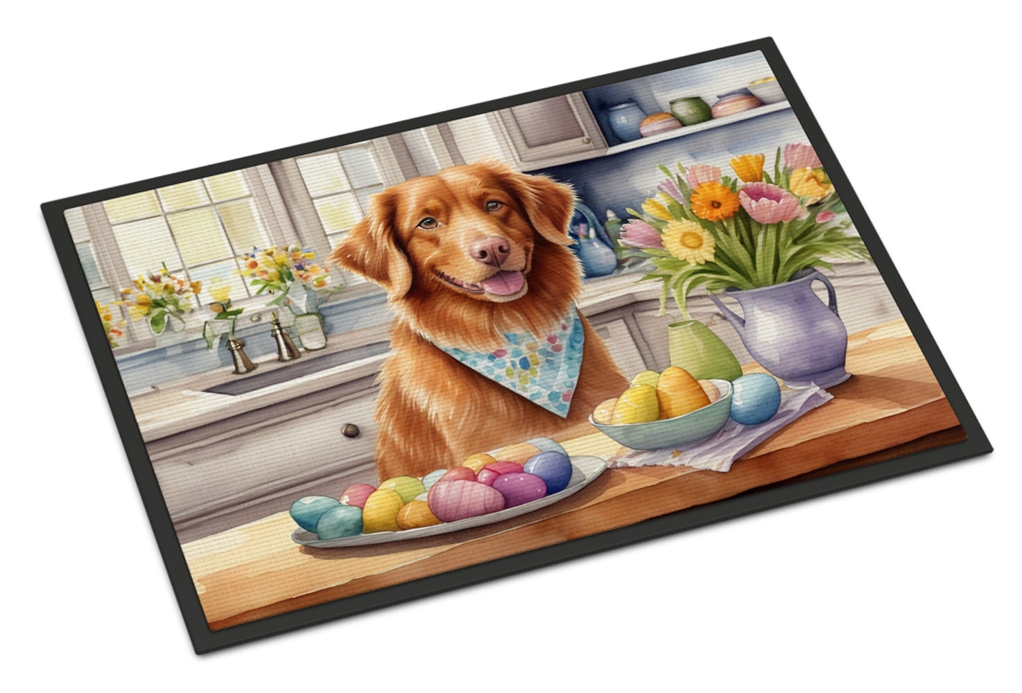 Decorating Easter Yorkshire Terrier Doormat