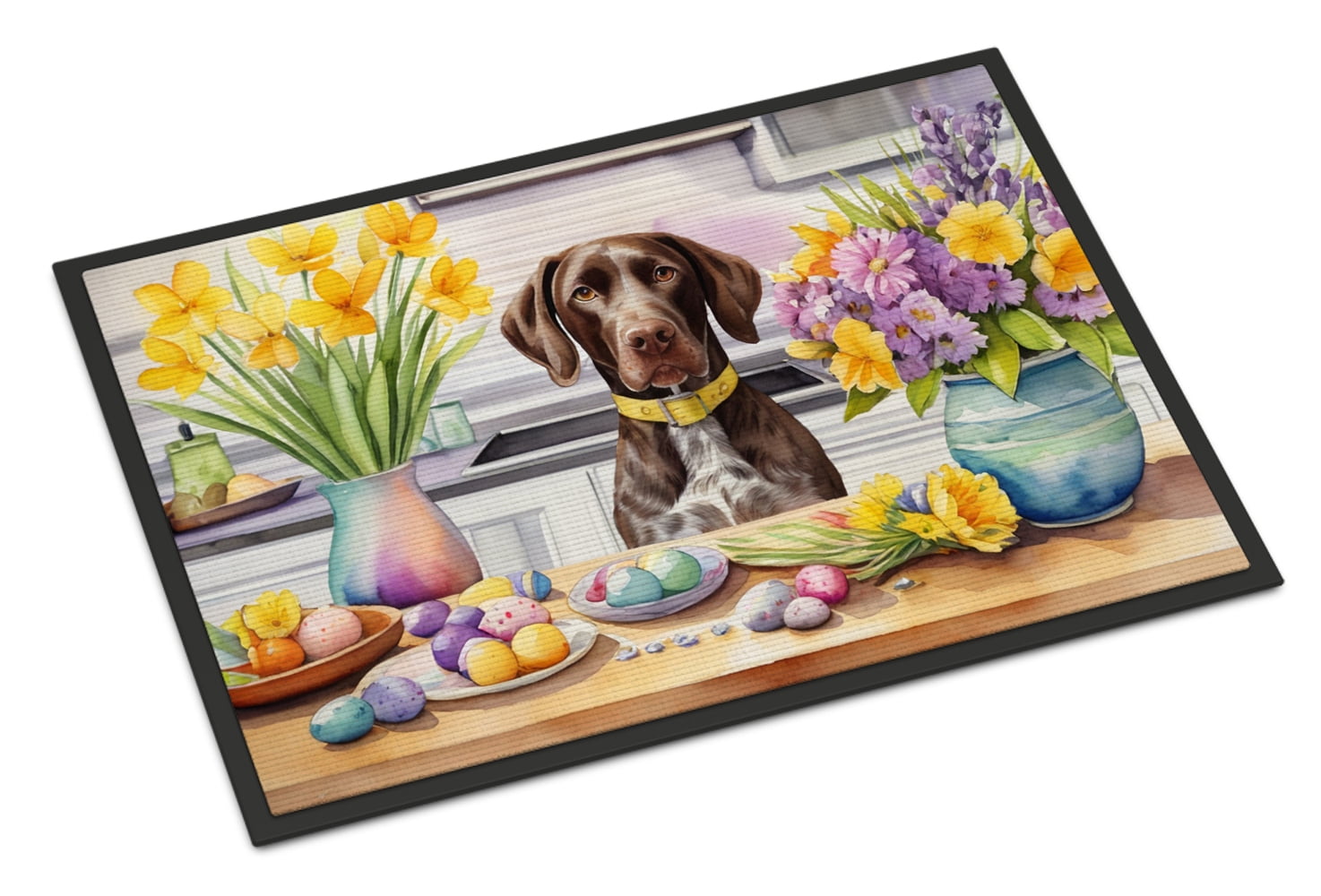Decorating Easter Yorkshire Terrier Doormat