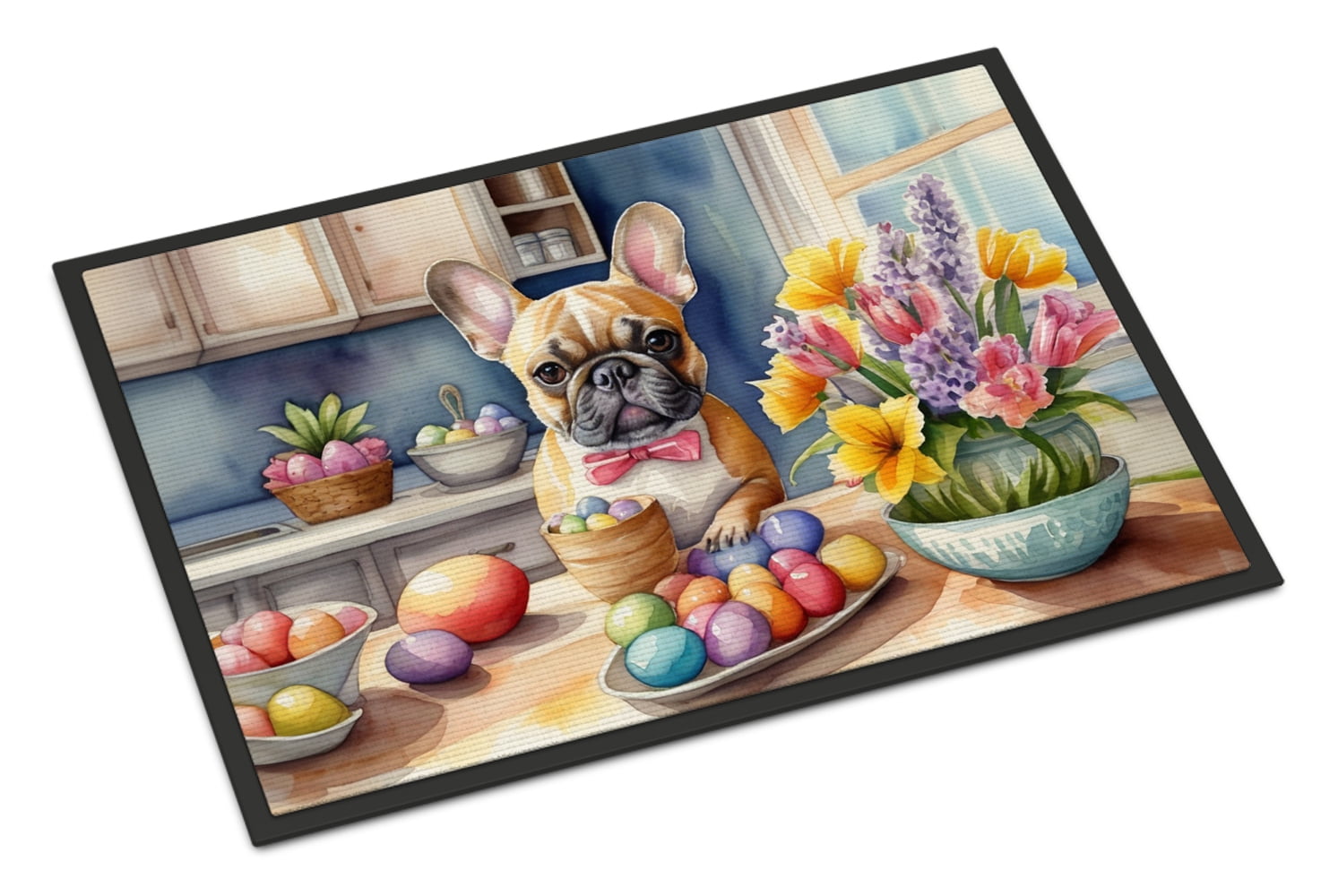 Decorating Easter Yorkshire Terrier Doormat