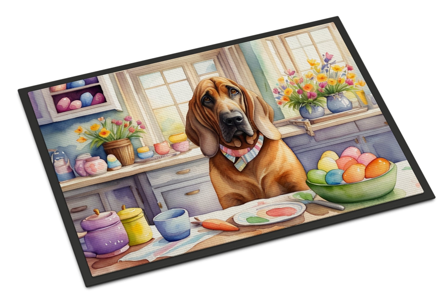 Decorating Easter Yorkshire Terrier Doormat