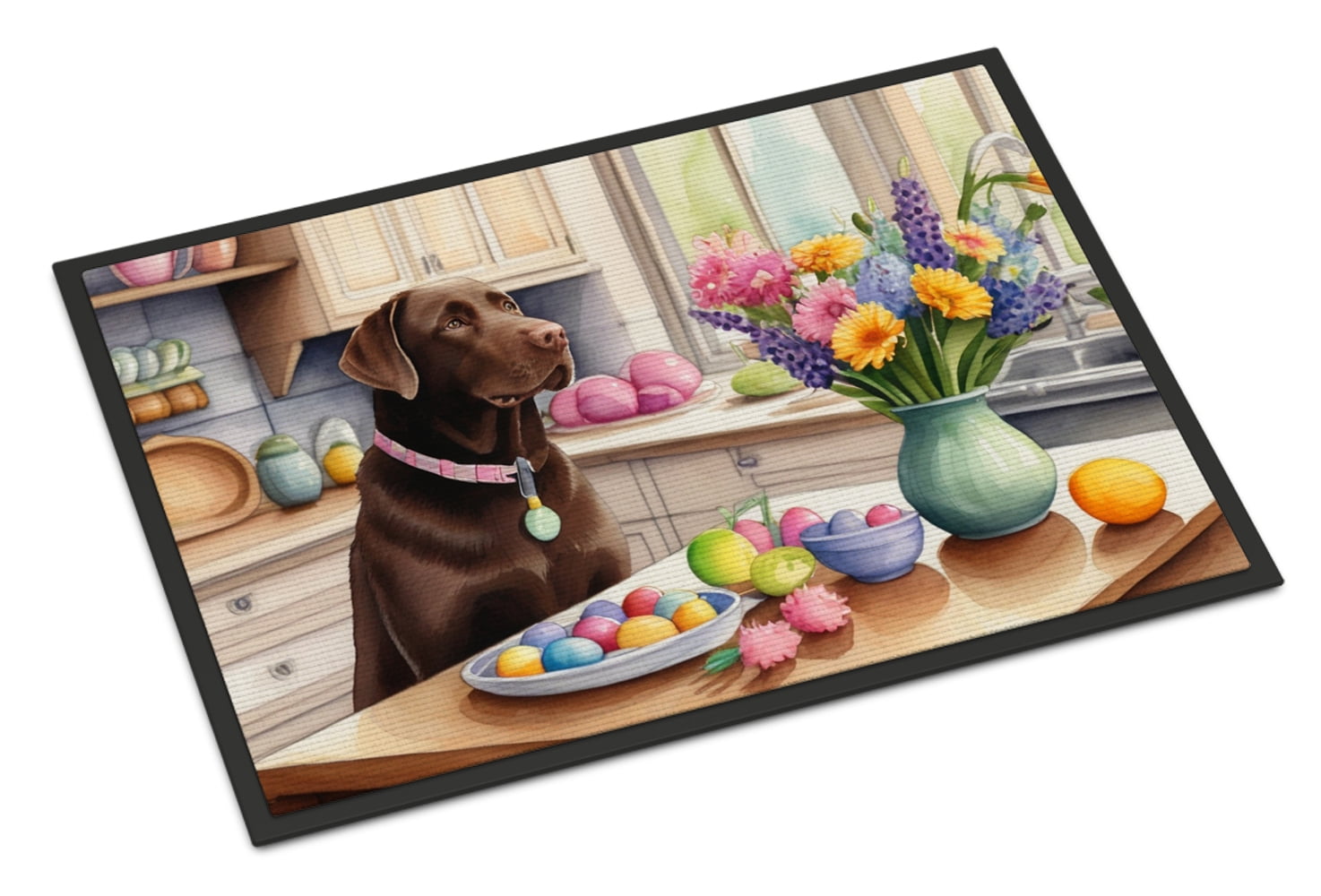 Decorating Easter Yorkshire Terrier Doormat