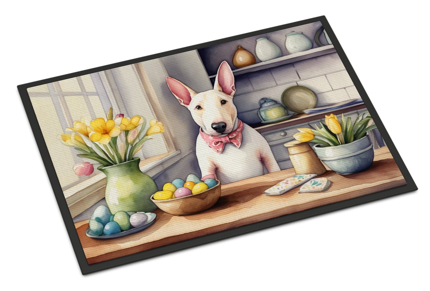 Decorating Easter Yorkshire Terrier Doormat