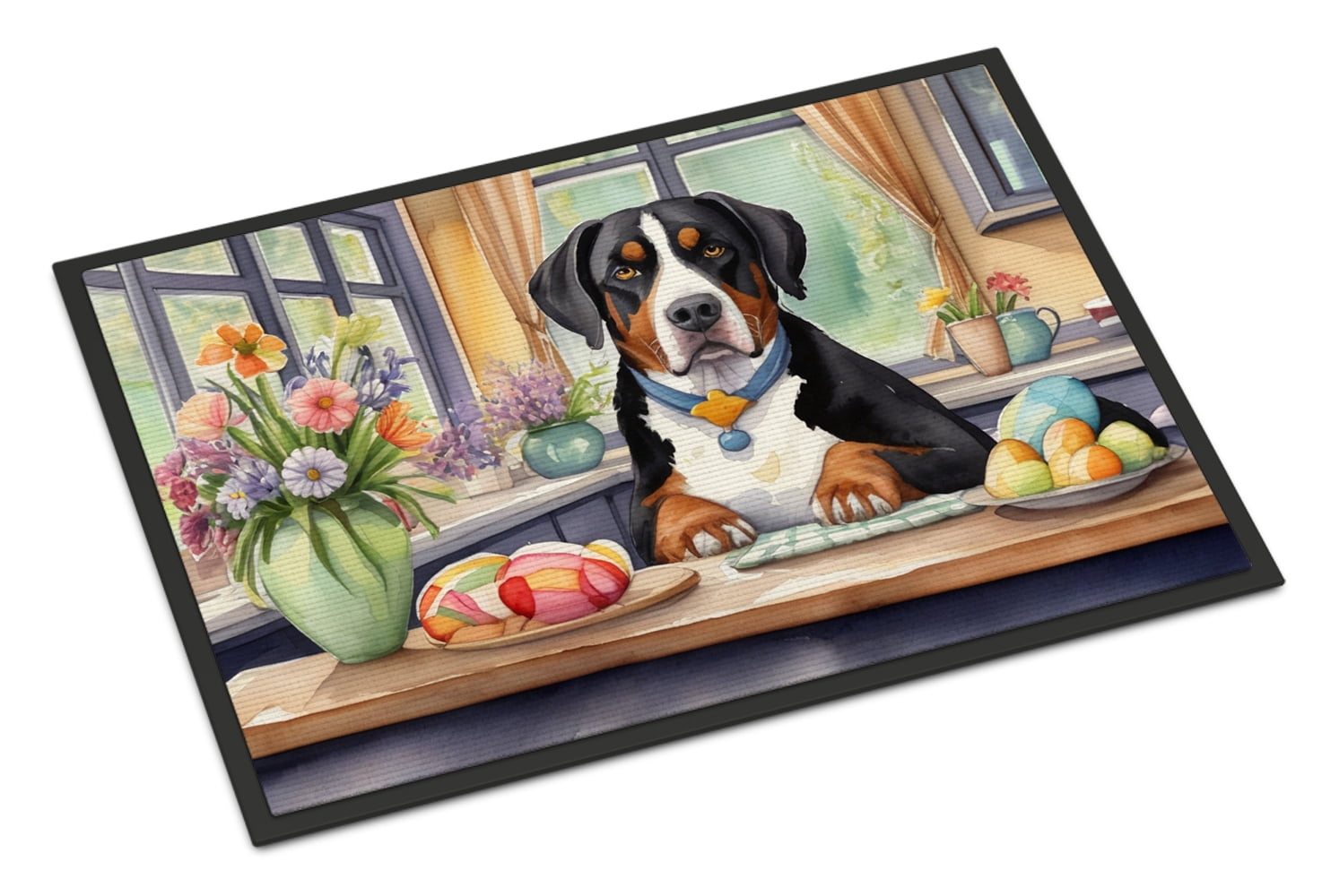 Decorating Easter Yorkshire Terrier Doormat