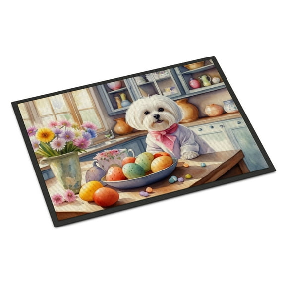 Decorating Easter Yorkshire Terrier Doormat