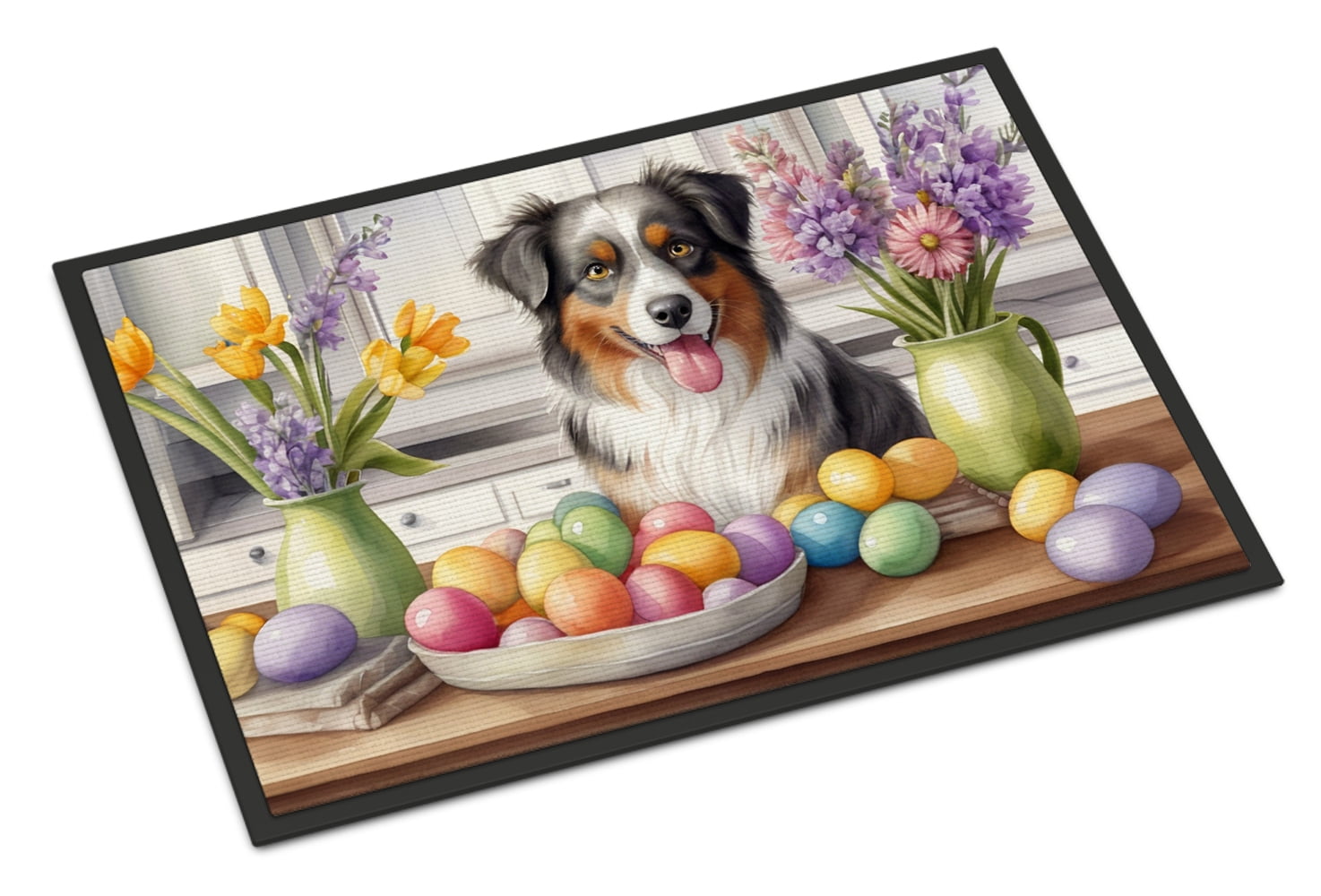 Decorating Easter Yorkshire Terrier Doormat