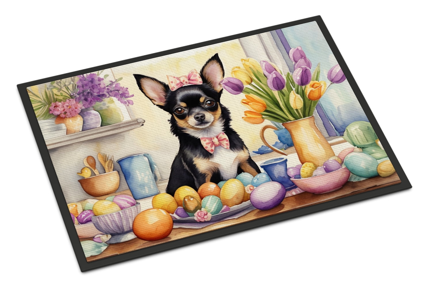 Decorating Easter Yorkshire Terrier Doormat