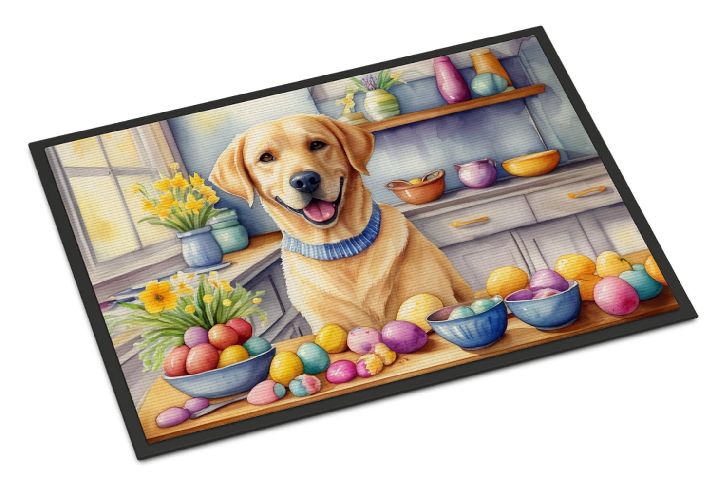 Decorating Easter Yorkshire Terrier Doormat