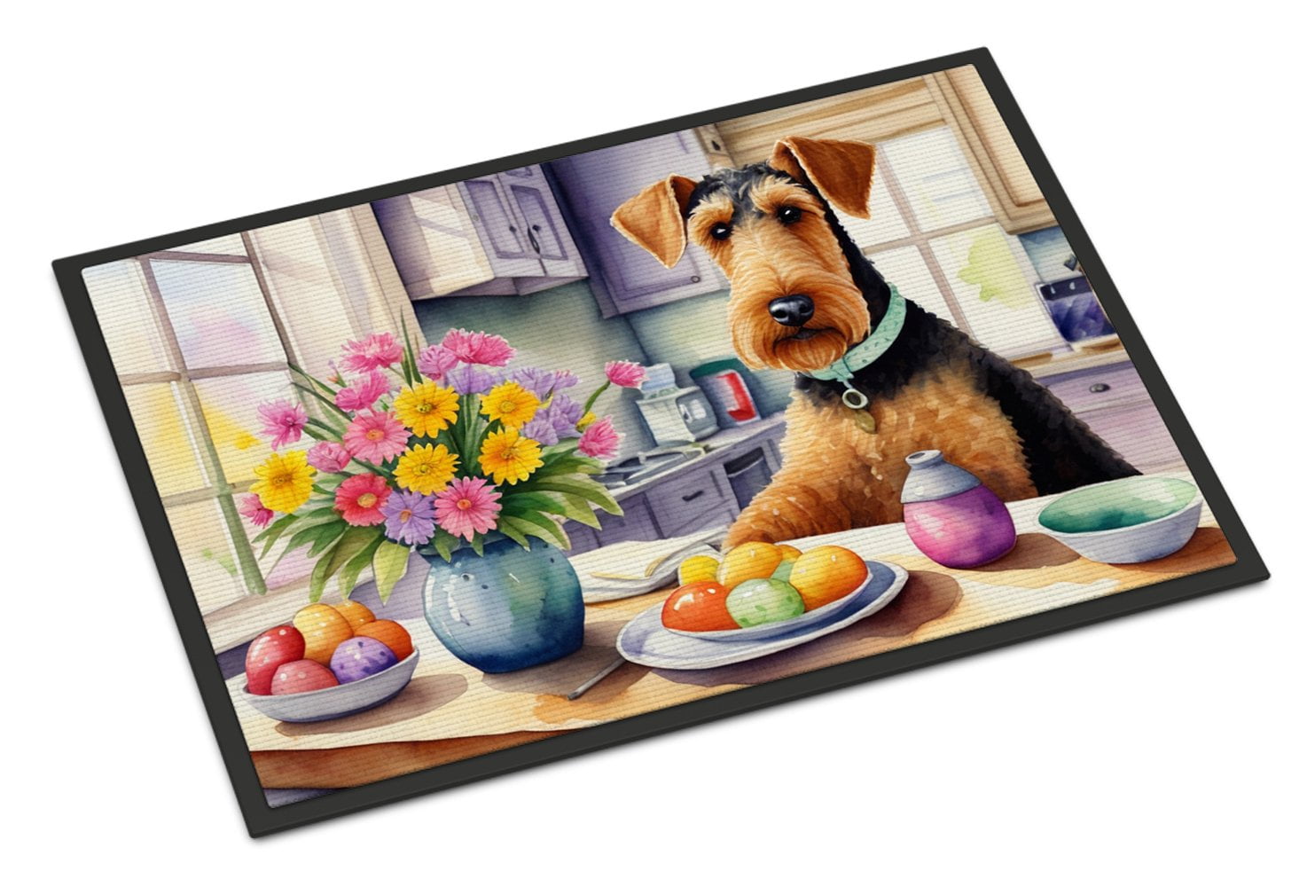Decorating Easter Yorkshire Terrier Doormat