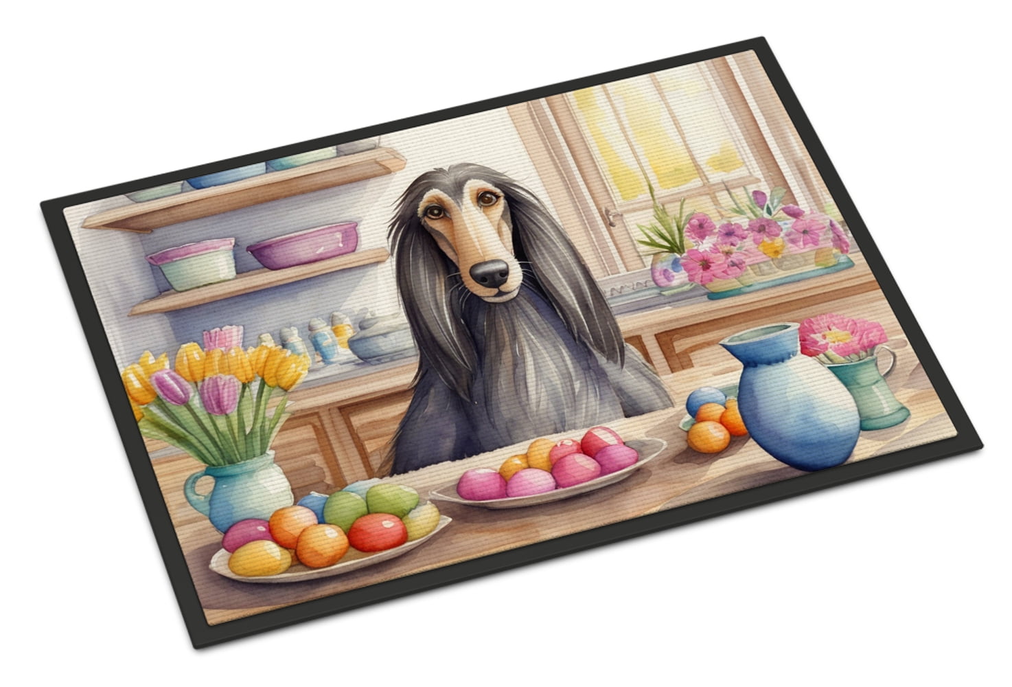 Decorating Easter Yorkshire Terrier Doormat