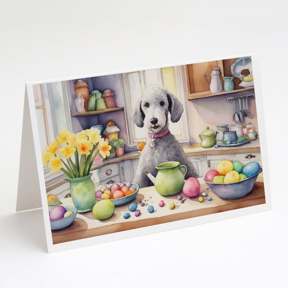 Decorating Easter Yorkshire Terrier Greeting Cards Pack of 8
