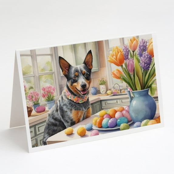 Decorating Easter Yorkshire Terrier Greeting Cards Pack of 8