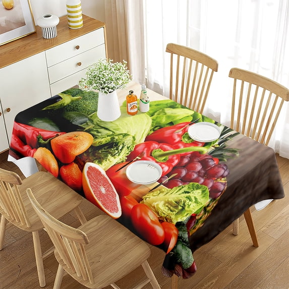 Decoration Banquet Room Dining Kitchen for Tablecloth Rectangular for Decor Theme Plants Food Green