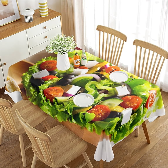 Decoration Banquet Room Dining Kitchen for Tablecloth Rectangular for Decor Theme Plants Food Green