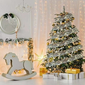 Decoration Clearance ASXite String Lights, Christmas Ribbon LED Light String Christmas Tree Decoration Light Satin Light Gift Box Decoration Ribbon Flashing Light String 10meters 100 Silver