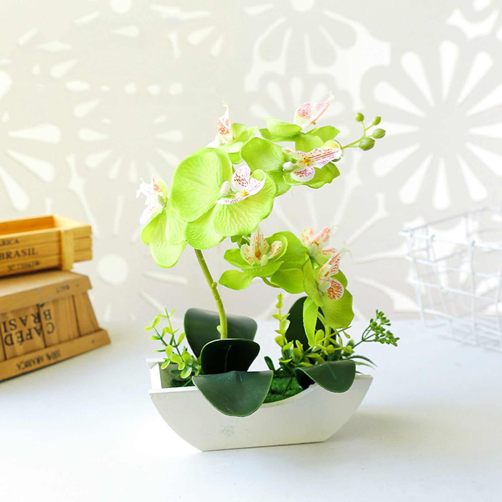 SSZMDLB Under $5 Artificial Orchid Plant, Silk Phalaenopsis Flower In Pot, Lifelike Centerpiece For Home Office Wedding Decor - View #13