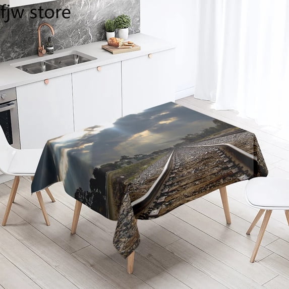Decoration Home Kitchen Restaurant Antifouling and Waterproof Tablecloth Rectangular Printing Lands