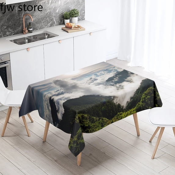 Decoration Home Kitchen Restaurant Waterproof Antifouling Tablecloth Rectangular Landscape Cloud Mo