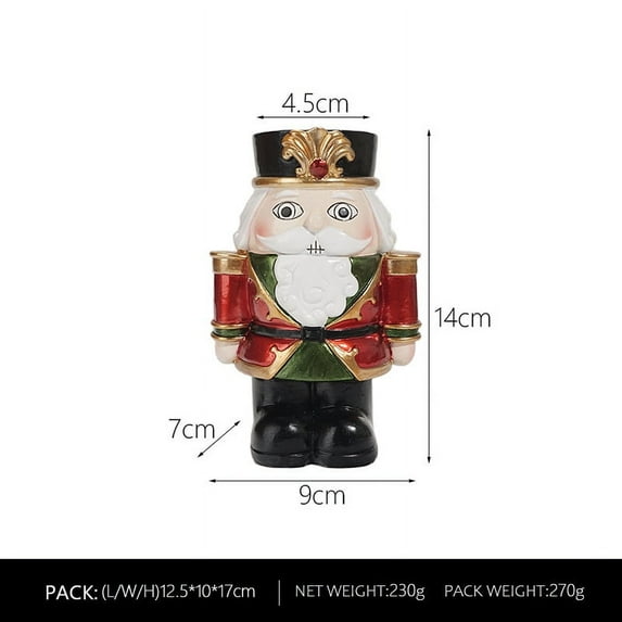 Decoration Home New Year 2024 Resin Christmas Nutcracker Candle Holder Xmas Gift Desk Accessories Decor Figurines for Interior (Red clothes)