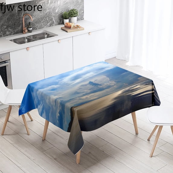 Decoration Home Restaurant Antifouling and Waterproof Tablecloth Rectangular Printed Scenery Sky La