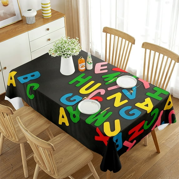 Decoration Home Table Room Living Kitchen for Rectangle Cover Table Letter English D C B A Tableclot