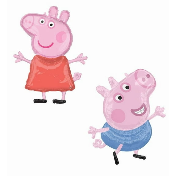 Decoration Peppa Pig Balloons, Mylar Birthday, (2 Piece)