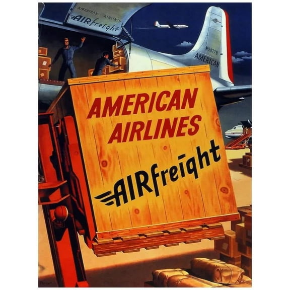 .Decoration Poster American Aviation Freight.wooden freight.Interior design 11 x 17 Inch Poster